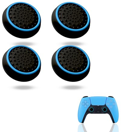 MatoSan 4 Blue Thumbstick Grip Caps – Silicone Thumb Grips Compatible with PS5, PS4, Xbox Controller – Anti-Slip Joystick Cover – Controller Grips – Gaming Accessories
