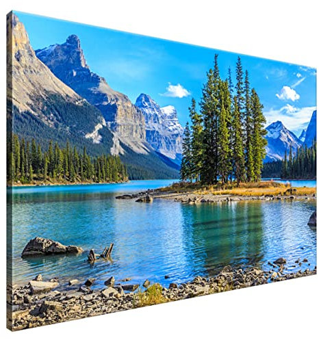 Estika Leinwand bilder - Wald, See, Berge, Landschaft - 120x80 cm, 1 teilige kunstdruck - Wandbilder wohnzimmer, schlafzimmer, Moderne wanddeko, Bild auf leinwand - Natur bilder - 4679A_1B