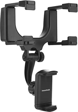 InnovaGoods® Soporte de Smartphone para Espejo retrovisor, Soporte movil Coche sujeta tu móvil de Forma Segura y Estable, Accesorios Coche con diseño ergonómico y fácil de Instalar.