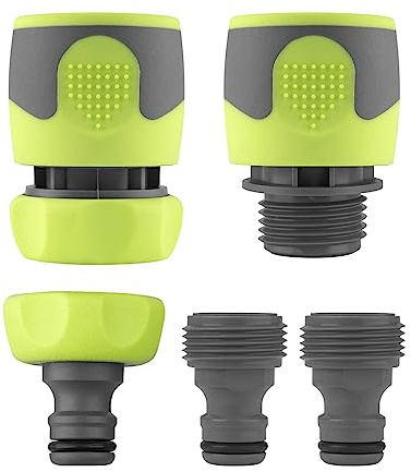 Flexzilla Accesorios de conexión rápida para manguera de jardín, kit de acoplador y enchufe de 5 piezas
