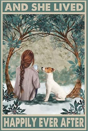 Bioprocess Jack Russell And She Lived Happily Ever After Decor Poster Wall Art Decor Metal Sign Poster 8X12 Inches