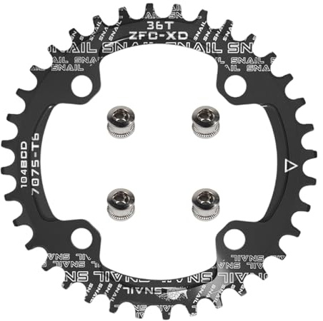 yongness Pignon à Vitesse Unique pour vélo de Montagne 36T Plateau à Dents positives et négatives, Plateau 104BCD, Anneau de manivelle en Alliage d'aluminium (Noir)