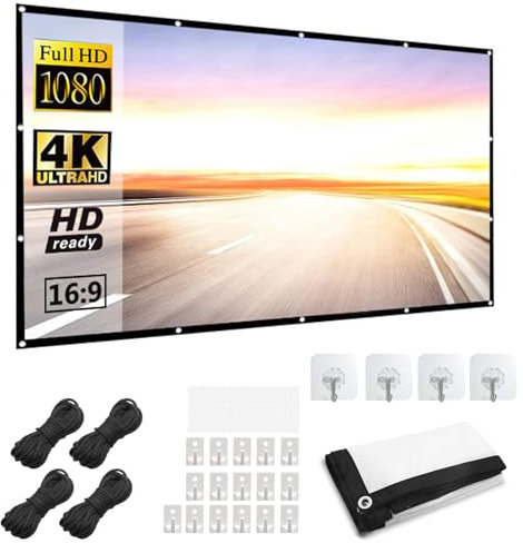 NCCHDZSW Leinwand Beamer 60 Zoll Hanging Doppelseitige Projektion 16: 9 HD 4K Projector Screen Tragbare Projektor Leinwand Geeignet für Zuhause Büro Schule und Outdoor