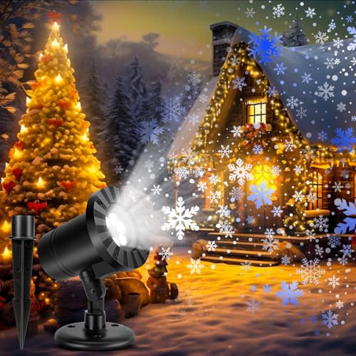 Proyector LED Navidad, Luces Proyector de Navidad Impermeabl IP65, Lámpara de Proyección Copos de Nieve Exterior para Valentín, Cumpleaños, Boda, Decoración navideña, Fiesta
