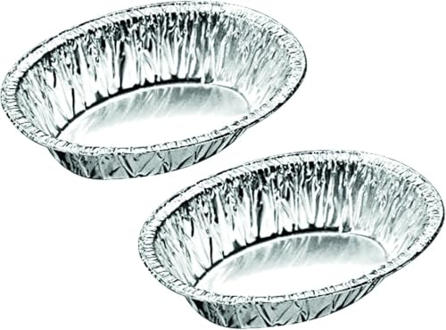 Sunrise Packaging 100 x Small Oval Pie Foil Dishes –Deep Aluminum Steak & Kidney Pie Tins with Rolled Edge – Individual Trays for Meat Pies, Tarts, Quiches & Baking – Oven & Freezer Safe, Recyclable