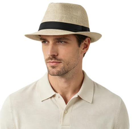 ITODA Herr Fedora Trilby hattar klassisk kort kant jazzkeps elegant gangster panamahatt vintage roll-up gentleman plommonhatt för resor strand fest vardaglig användning