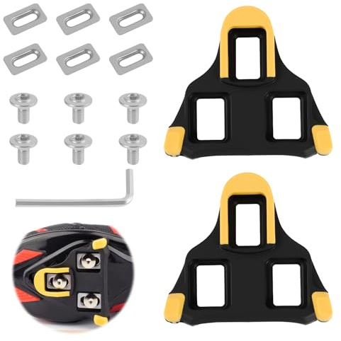 Cleats Compatible avec SPD SL Pédales SPD, Cales Pied Vélo Route et VTT avec Vis, Plaques et Clé, Repose Pied Vélo Antidérapant pour Cyclisme sur Route, Entraînement Intensif et Loisirs Sportifs