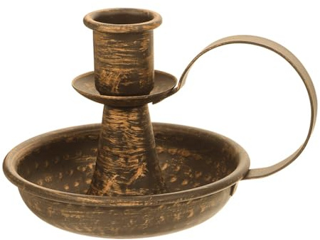GLEAVI Bougeoir Style Ancien en MéTal Forgé avec Anse Support De Bougie Pilier Et Chauffe-Plat pour DéCoration De Table Centre De Table ChampêTre pour Mariage Et FêTe 6X4X4 Pouces