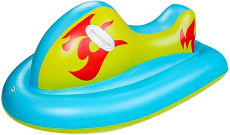 Tubo da neve natalizio a forma di barca da moto, slitta gonfiabile, caramella alla menta piperita, robusto tubo da sci gonfiabile con 2 manici, per bambini adulti (blu, 126 x 76 x 55 cm)