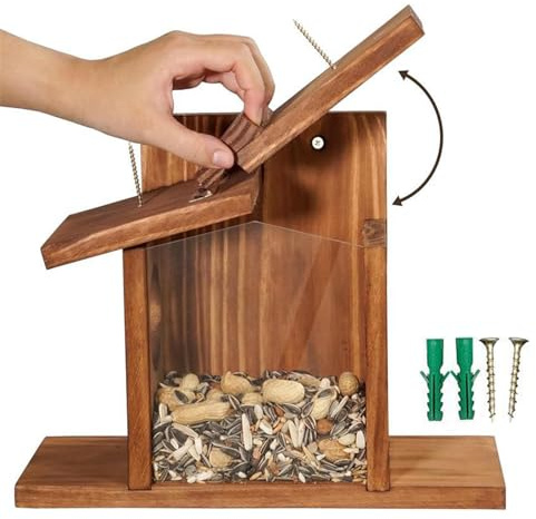 Maison pour écureuils en plein air - Mangeoire pour écureuils en bois - Support durable et fiable pour épis de maïs - Décoration de jardin - Distributeur de nourriture pour tamias et animaux