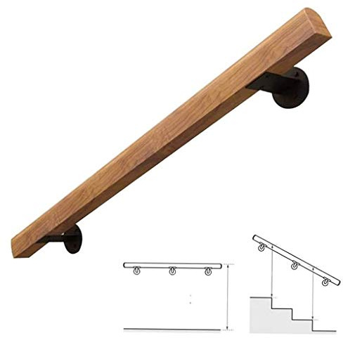 Vintage Trä Räcke För Trappa, Trappa Räcke Komplett Kit - Rakt Banister Rail Västöd - Decking Räcke För Trappa, Ombyggnad, Trappa/120Cm (47 Inch)