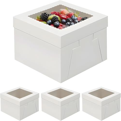 ZMaglorian Porta Torta 3 Pezzi – 20x20x20cm Scatola per Torta con Finestra, Portatorte per Torte Fino a 20cm