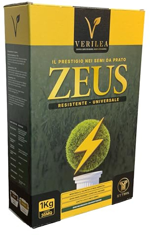 Verilea ZEUS - Semi da Prato Universale Micorrizzati, Miscela Resistente a Bassa Manutenzione, Festuca, Lolium e Poa Pratensis (1 kg per 35mq)