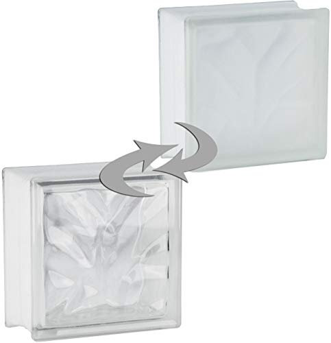 Blocco di vetro base nuvola chiaro 1 lato satinato 19x19x10 cm - 4 pezzi