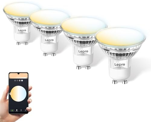 Lepro GU10 Smart Bulb, Dimmable 4.5W 385lm LED Spotlight, CCT Warm to Cool Daylight, Compatible With Alexa and Google Home, Pack of 4 (2.4GHz WiFi Only)