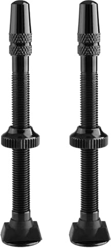 TRIWONDER Válvulas Presta sin Cámara 2 Pcs Adaptador de Válvula de Bicicleta 40mm 60mm Aleación de Aluminio Boquilla de Neumático de Vacío (Negro - 60mm - 2 Pcs)