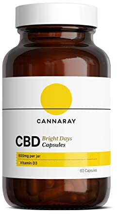 Cannaray CBD Capsules, 600mg | Immunity Support & Reduce Tiredness with Vitamin D3, Vitamin C and Zinc | Vegan & THC-Free (60 Capsules)