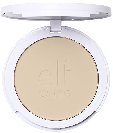 e.l.f. Camo Powder Foundation, Lightweight, Primer-Infused Buildable and Long-Lasting Medium-to-Full Coverage Foundation, Fair 120 N
