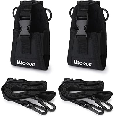 QWORK® 2 Pcs Radio Pouch, Tactical Walkie Talkie Pouch Case Intercom Bag for Polic Fireman Security Officer (Black)