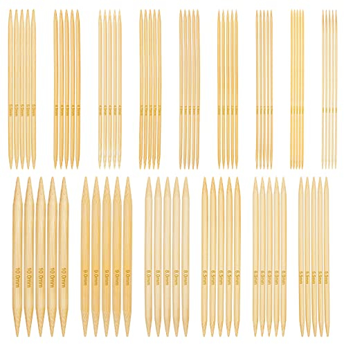 Aeeque 15 cm Bambus Stricknadeln, 75 Stücke Klein Socken Stricken, Mini Stricknadeln Nadelspiel für Socken, Ärmel, Doppelspitze Stricknadel Holz für Arthritis Anfänger