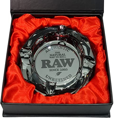 Zactly Esclusivo posacenere in vetro grezzo a forma ottagonale decorativo portatile, moderno e grazioso posacenere da scrivania con fondo morbido, fornito in una confezione regalo elegante (grigio