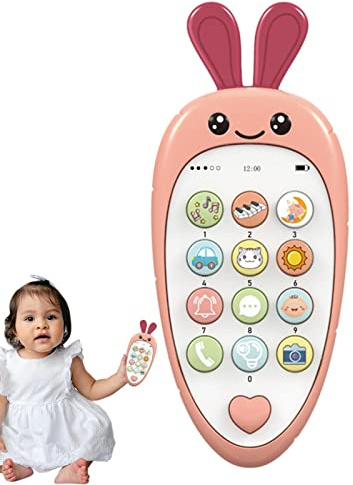 smashing Telefono Giocattolo per Bambini - Telefono Cellulare per Bambini Riproduci Telefono,I Bambini Colorati a Forma di Carota Giocano al Telefono con Musica per Regalo di Compleanno dei Bambini