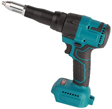 Pistola Remachadora Inalámbrica, Pistola Remachadora Eléctrica sin Escobillas Azul de 18 V, Herramienta Manual de Tuerca Remachadora Automática LED para Batería BL1815 de 3,2