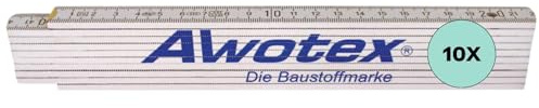 AWOTEX Meterstab 2 m I 10 x Gliedermaßstab I Holz-Meterstab mit innenliegenden gehärteten Stahlfedern I Klappmeterstab I Baustellen Zubehör I Metermaß für die Baustelle I Meterstab Set