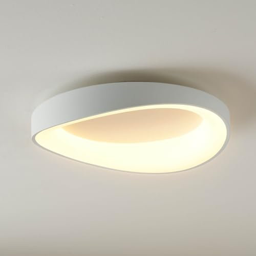 KOSILUM - Plafonnier rond blanc épuré LED intégrées dimmable 50 cm - Belina - Lumière Blanc Chaud Eclairage Salon Chambre Cuisine Couloir - 21W - 2712 lm - LED intégrée - IP20
