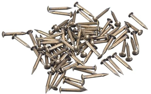 QUARKZMAN 160pcs Pequeños Clavos Dorados, 12x1.5mm(L*D) Clavos Dorados de Cabeza Redonda de Latón Clavos de Hardware para Madera Muebles Manualidades Bricolaje Marco de Fotos, Tono de Bronce