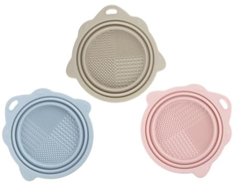 Didiseaon Silicone Makeup Brush Cleaning Mat Portable Cleaner for Removing Makeup Residue, 3pcs, Foldable Bowl for Brushes and Sponges, Travel Use
