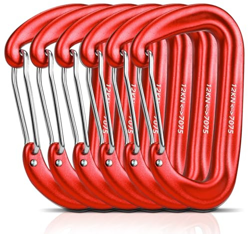 XINFAQAQ 6 Pezzi Moschettone 12KN (1200KG) Moschettoni Alluminio Scelta di 7 Colori 7075 Alluminio Aeronautico per Campeggio Esterni, Pesca, Escursioni, Amaca, Tenda, Zaino