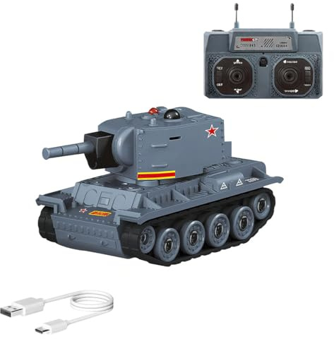 ENGINEMECH RC Panzer 2.4G Mini Battle Tank mit Kampfmodus, Drehbarer Turm und Kettenantrieb, Maßstab 1:64 Militär Tank mit Geräuschen & Lichtern für Erwachsene