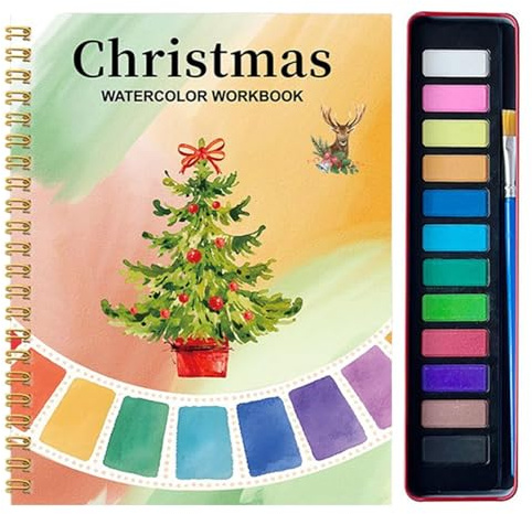 Cartella di lavoro ad acquerello, libro da colorare con 12 colori per adulti, kit per disegno, per principianti, adolescenti, per imparare a casa, viaggi, scuola, lezioni d'arte
