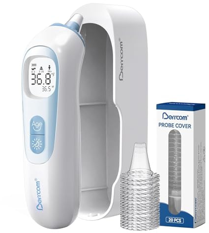 Berrcom Highly Accurate Ear Thermometer, Pre-Warmed Probe Technology Ear Thermometer for Adults and Baby, Smart Age Grouping Temperature Guidance, Instant Reading (Blue)