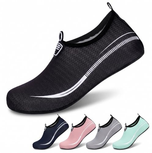 NWDEY Water Shoes for Women Men Quick Dry Barefoot Aqua Socks Lightweight Beach Swim Sea Pool Shoes (Black, Adult, Men, 11.5, Numeric, UK Footwear Size System, Medium)