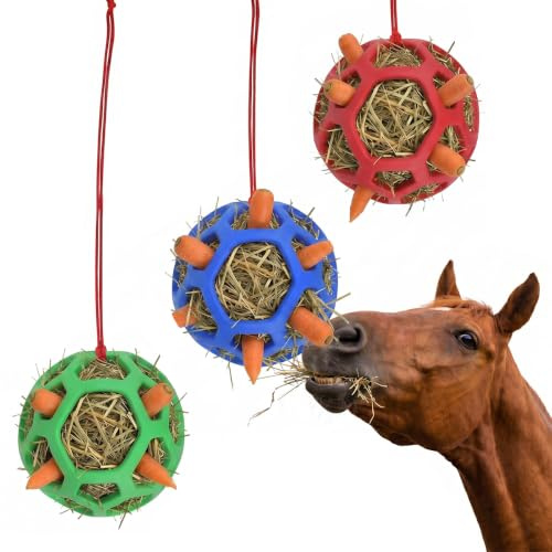 Lyinton 3 Pièces Balles à Foin pour Chevaux, Stress Ball pour Cheval | Jouet d'Alimentation Lent de Corde Suspendue, Support à Foin, Balles à Friandises pour Erbivori Come Bovini, Cavalli e Pecore
