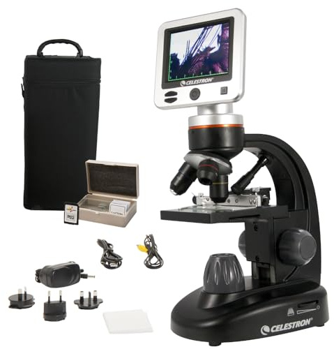 Celestron 44341 Professional 5MP LCD Microscopio digitale II, Ingrandimento 4x-1600x, Nero/Argento