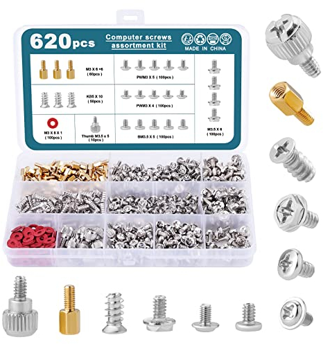 HSeaMall 620 Stück Computerschrauben DIY Reparatur Flachkopfschrauben Sortiment Kit für Festplatte Computergehäuse Motherboard Lüfter Power Graphics