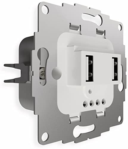 Smarterliving 106214 - Cargador con 2 puertos USB TAE (12 W, 2,4 A), color blanco brillante