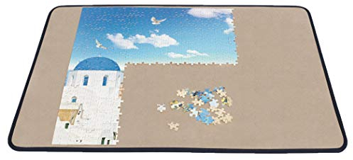 Becko Jigsaw Puzzle Board Portable Puzzle Mat for Puzzle Storage Puzzle Saver, Non-Slip Surface, Up to 1000 Pieces (Khaki)