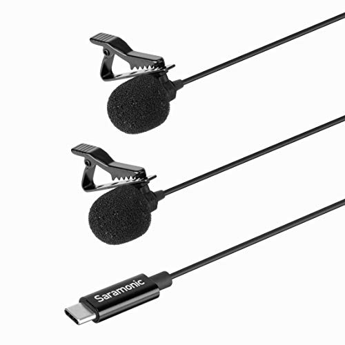 Saramonic LavMicro U3C 2-Person Dual Omnidirectional Lavalier Mic with 9.69' USB-C Cable & Right-Angled F-to-M USB-C Adapter for Smartphones/Tablets & Computers