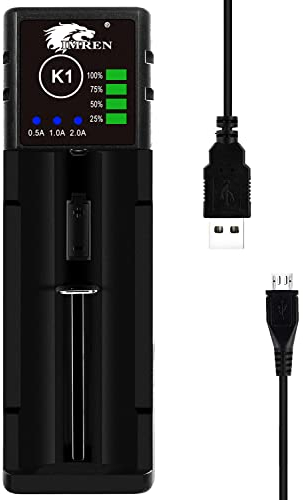 IMREN Cargador 18500 18350, 2A Rápido Cargador de Batería para 3.7V Li-Ion Recargable Pilas 18650 18500 18350 14500 16340 17500 20700 21700 26650 y 1.2V Ni-MH/Ni-CD AA AAA C Baterías (con USB-C)