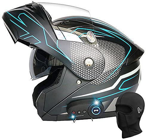 Bluetooth Modular Helmet Motorcycle Modular DOT/ECE Approved Full Face Integrated Flip up Dual Visor ​Anti Fog Sun Shield Built-In Dual-Speaker Bluetooth Headset for Men Women