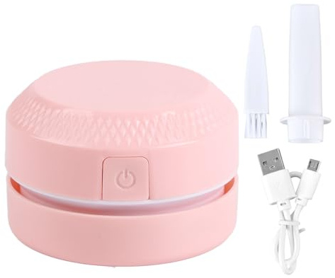 Haofy Aspirador de Escritorio, Mini Barredora de Polvo de Mesa, Colector de Polvo de Carga USB Portátil para Teclado de Oficina en Casa(Rosado)
