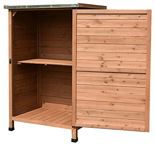 Gartenschuppen Gartenschrank Aufbewahrungsbox Für Draußen Patio Verschiedene Organizer Cabinet Lagerhaus Werkzeugkasten Tannenholz Material (Color : Wood Color, S : 77x56.5x115cm)