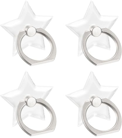 sourcing map Transparent Phone Ring Holder, Clear Finger Grip Stand for Phone, Case, Tablet (Star Shape)