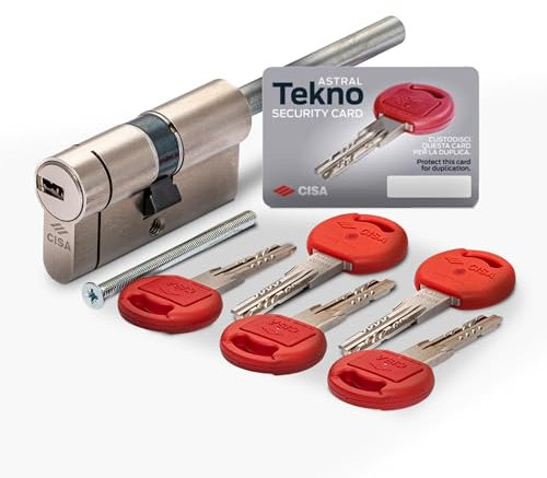CISA - Cilindro Europeo Astral Tekno PRO 10M3T70701200C5 per Serratura Porta Blindata - Cilindro Europeo 30/30 con 5 Chiavi a Duplica Protetta - Predisposizione al Pomolo
