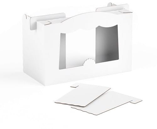 FOLDZILLA Tisch Puppentheater 47,3 x 75 x 38 cm aus Pappe Theater Karton - Kasperletheater inkl. Kulissen weiß zum Bemalen und Bekleben