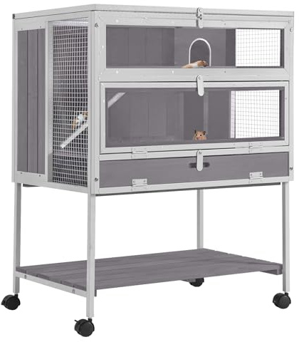 Guinea Pig Cage Hamster Cage All-Around Metal Frame Rat House on Wheels,Small Animal Cage with Deeper Tray